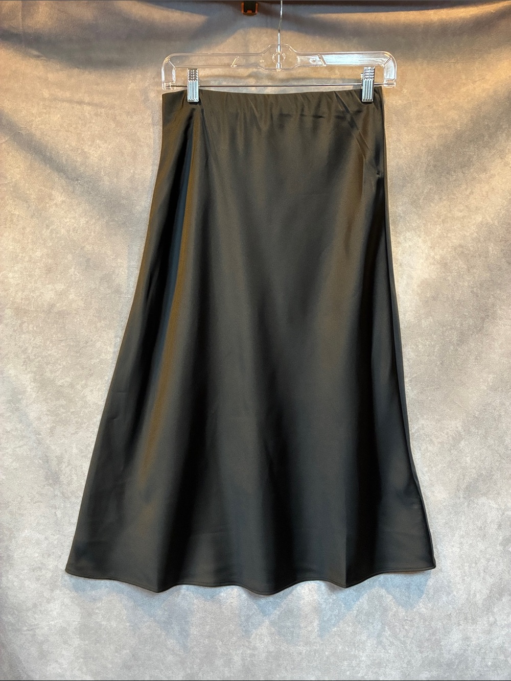Sleek Black A-Line Satin Skirt